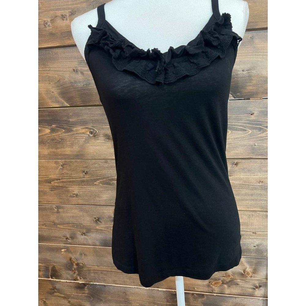 Women's Old Navy Black Tank Top with‎ Ruffle detail